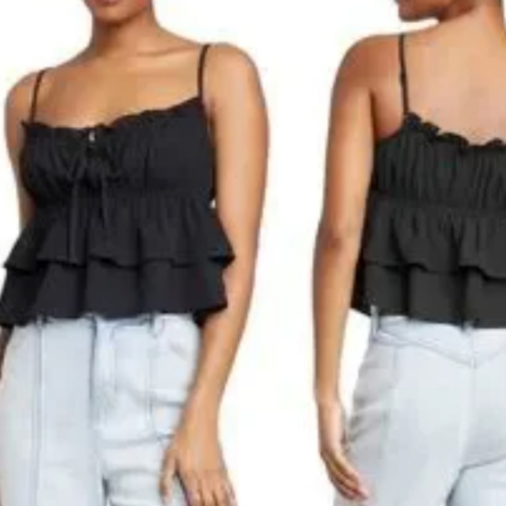 Wild Fable N.W.T black tiered ruffle crop top